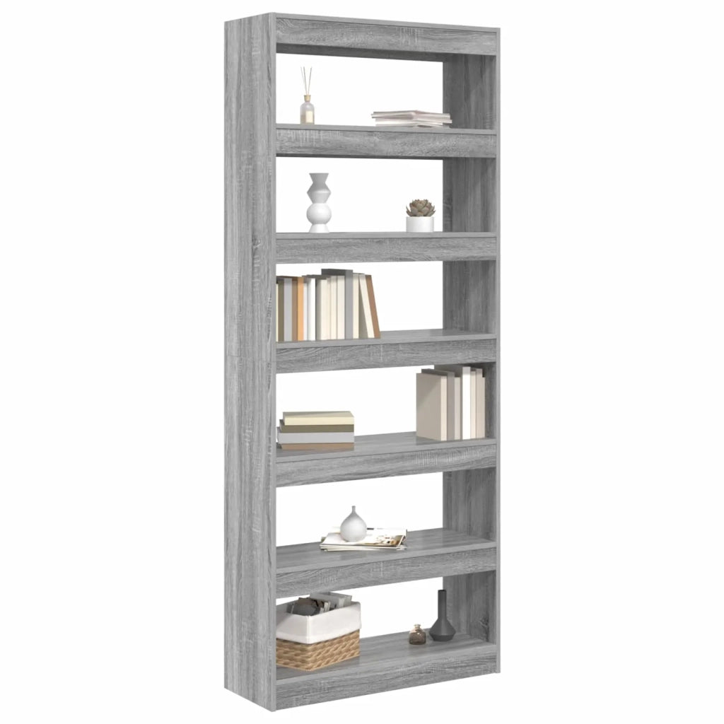 Armadio per Libri 6 livelli 80 x 30 x 198 cm Grigio Sonoma 3388356