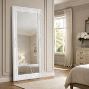 Baroque-style Wall Mirror, 100x50 Cm, White