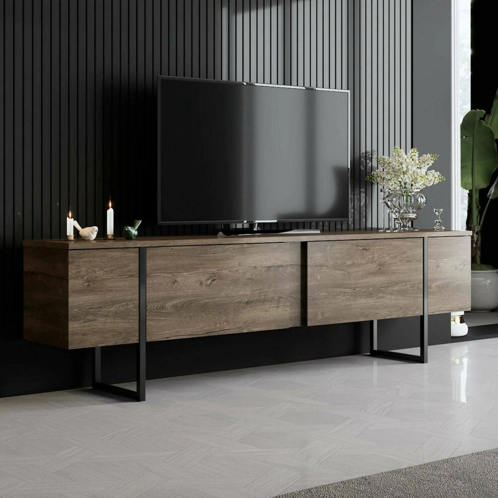 Abishia, Mobile Porta tv Cassetti, 180x30x50h cm Marrone Noce