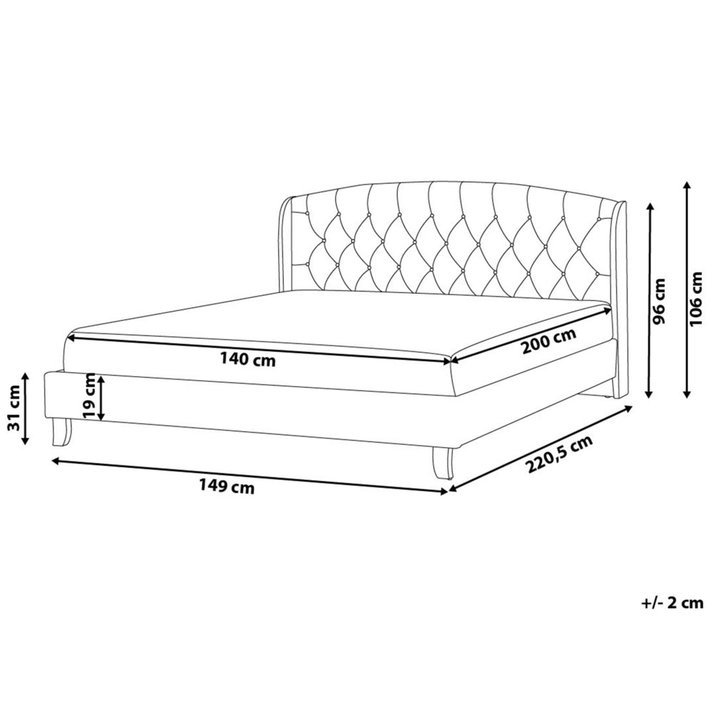 Letto a doghe Tessuto in poliestere grigio Poggiatesta capitonné imbottito 140 x 200 cm matrimoniale Design moderno
