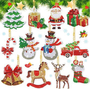 Set di pittura a diamanti 5D da 12 pezzi per bambini - Chiavi da parete natalizie DIY