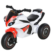 EasyComfort Moto Giocattolo a 3 Ruote per Bambini 18-36 Mesi, Motocicletta Cavalcabile Stile Polizia con Musica e Fari Senza Pedali in PP e Metallo Bianco e Rosso