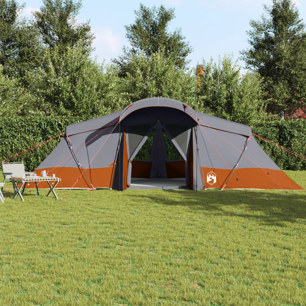 Tenda familiare  con finestre a cupola grigia e arancione per 6 persone impermeabile