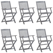 Sedie da Giardino Pieghevoli 6pz con Cuscini in Massello Acacia 3065415