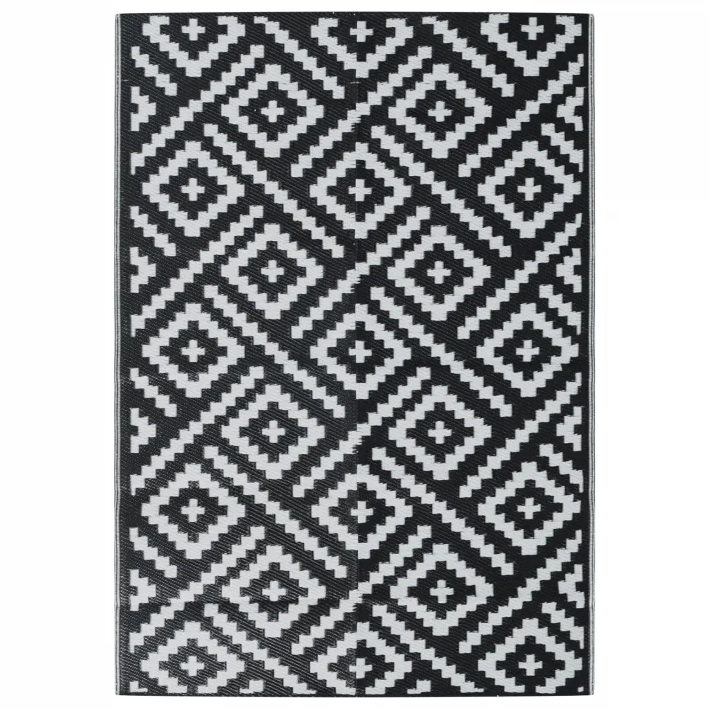 Tappeto da Esterno ARAKIL Bianco e Nero 140x200 cm PP 368576