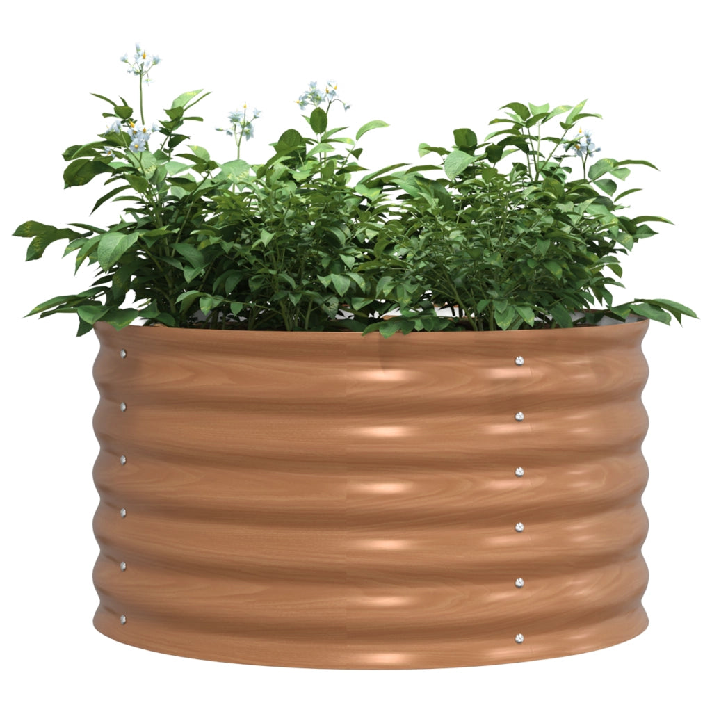 Letto da Giardino Rialzato Marrone con Effetto Legno 80x80x44 cm in Acciaio