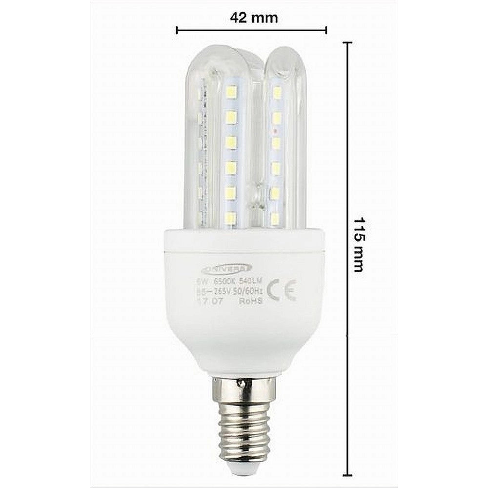 Trade Shop - Lampadina Led E14 3u 6 Watt Luce Calda 3000k Fredda 6500k Naturale 4000k 3u-02 - -bianco Caldo      -