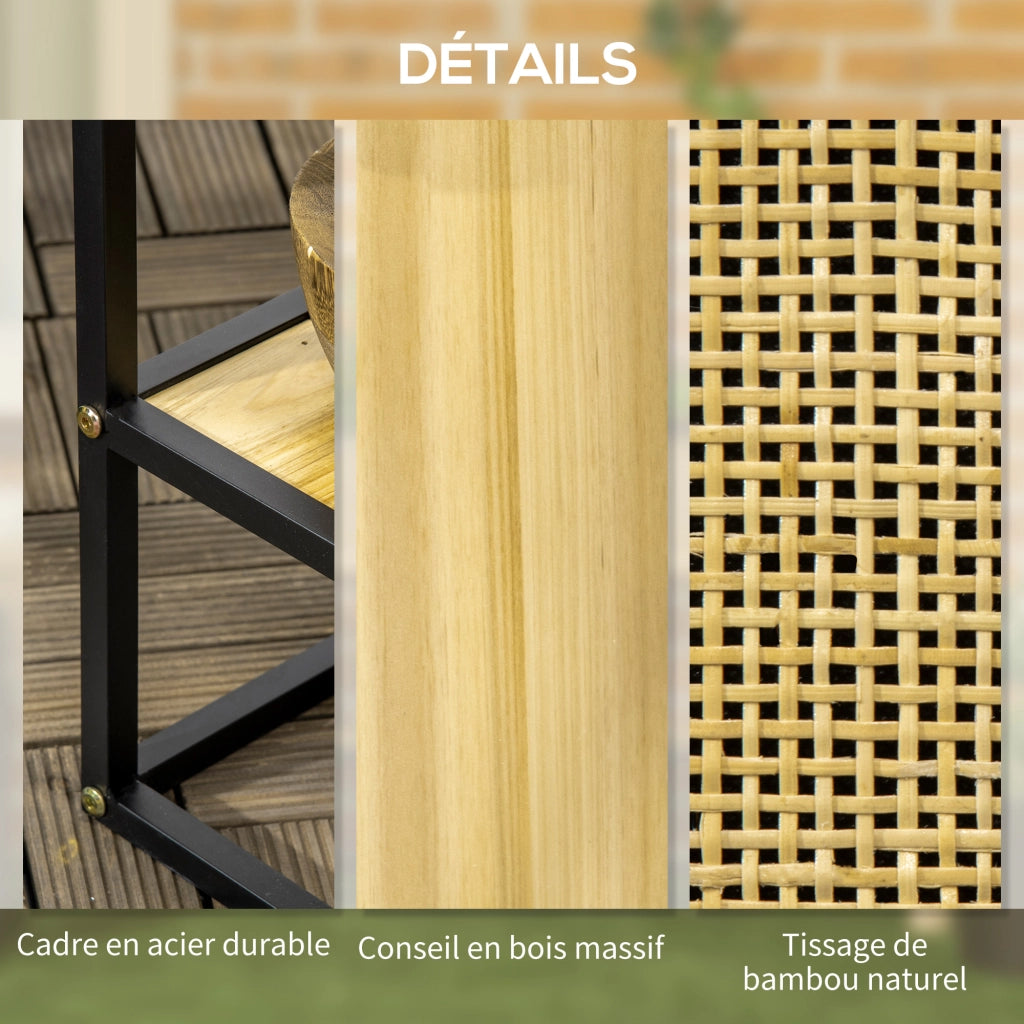 Jardiniere Rettangolare con Mensola ¨C Zephmum ¨C Metallo e Legno 55x20x56 cm