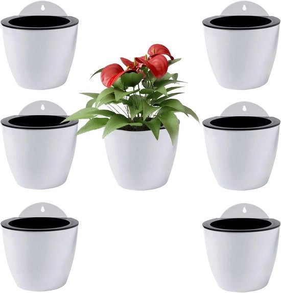 Wandplantenbakke automatiche - Adatto per interni ed esterni - 7 pezzi - Bianco - 13 cm