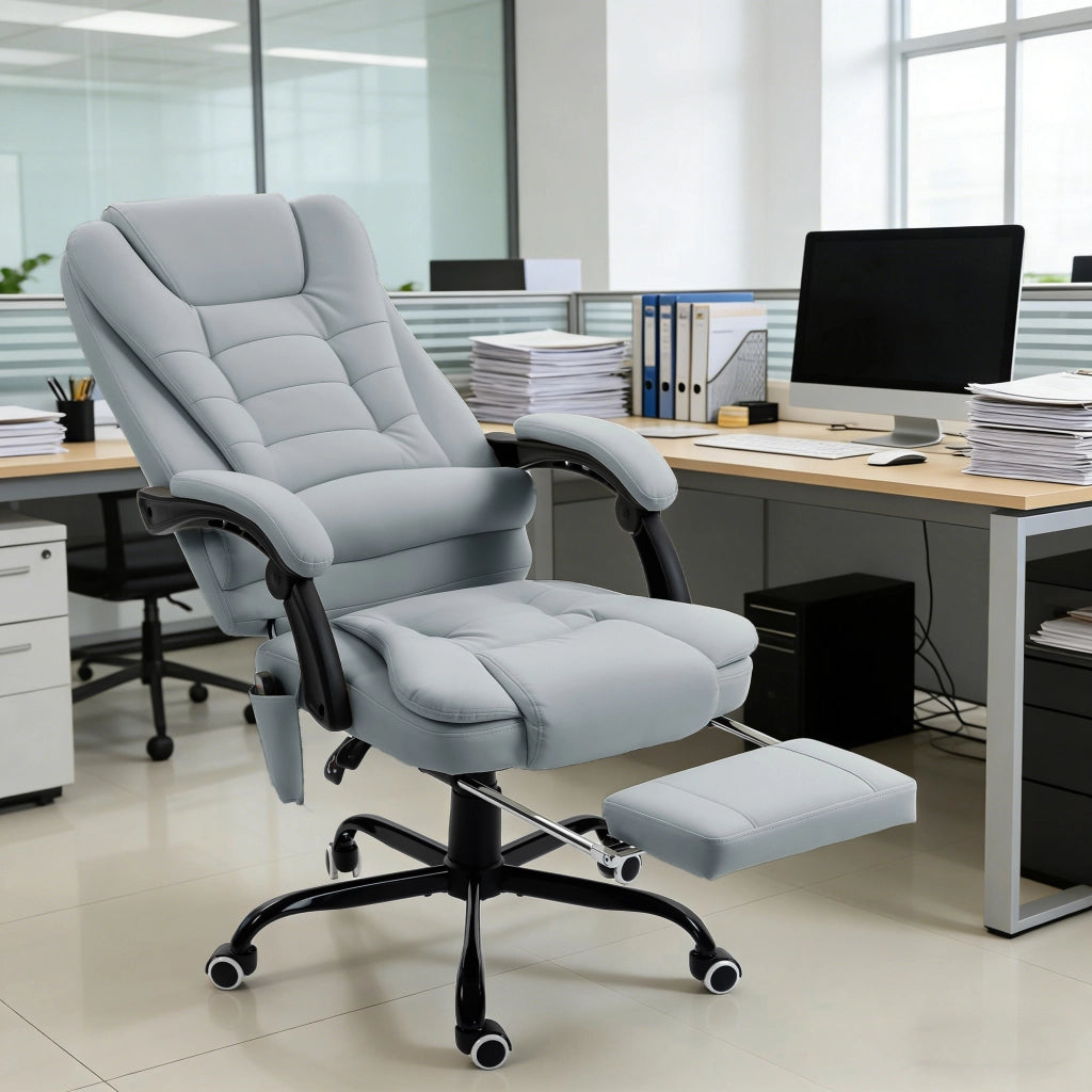 Sedia da ufficio massaggiante ¨C zephmum ¨C regolabile reclinabile grigio