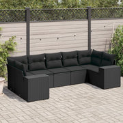 Set Divani da Giardino con Cuscini 7pz Nero Polyrattan 3255322