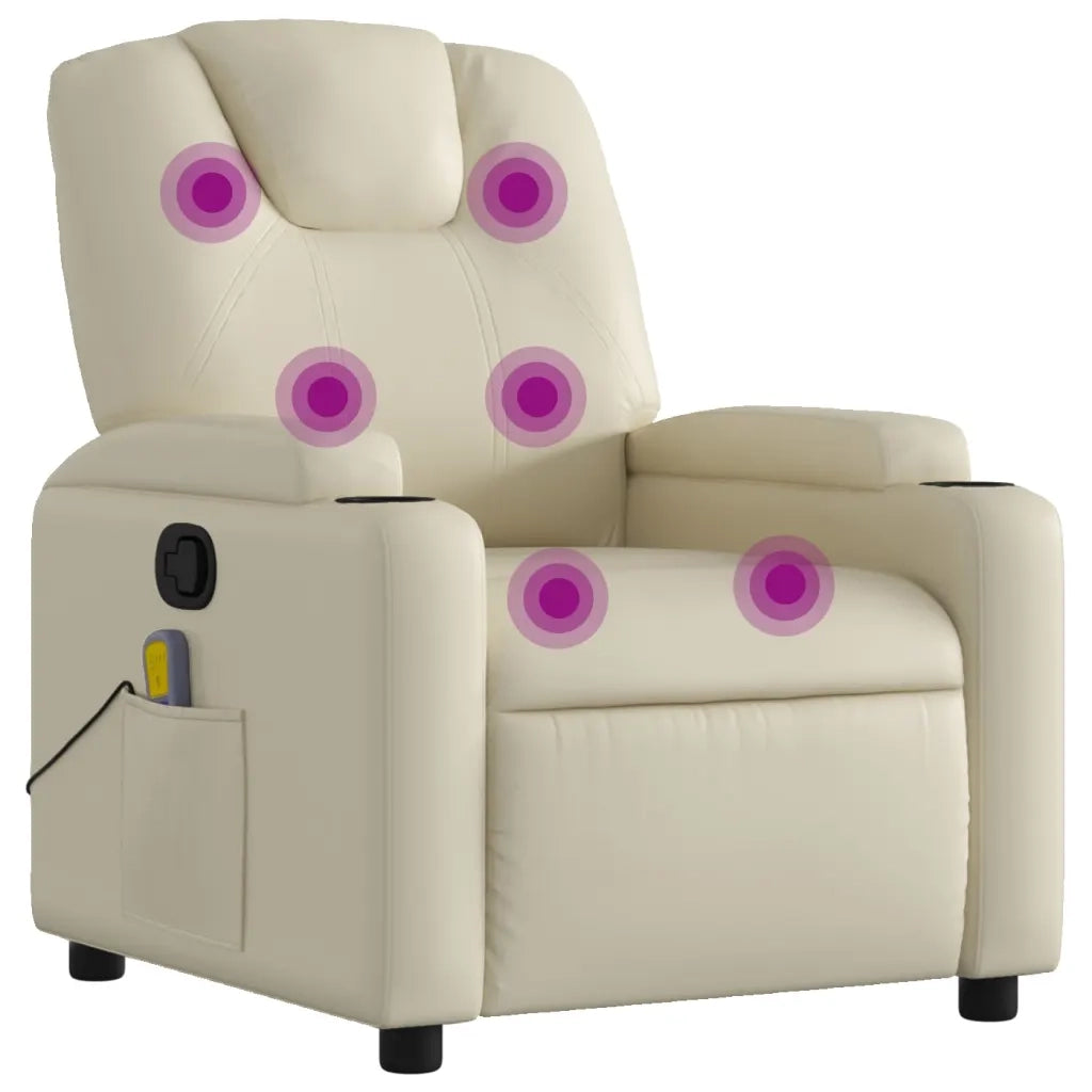 Divano Sedia-Poltrona reclinabile massaggiante in Similpelle Crema 642689