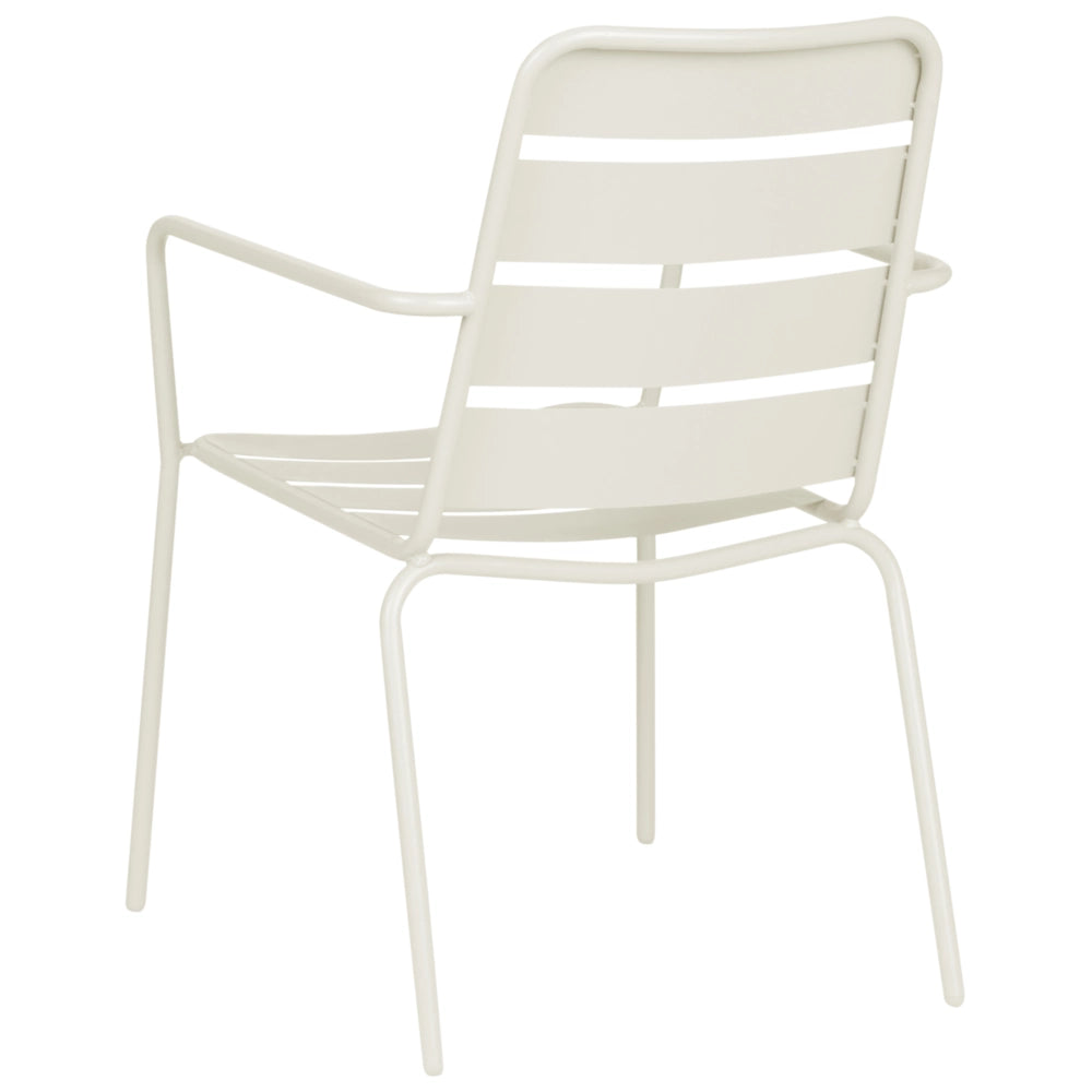 Set da pranzo da giardino per 6 persone con tavolo in ferro con foro centrale e sedie zincate e verniciate a polvere, colore beige