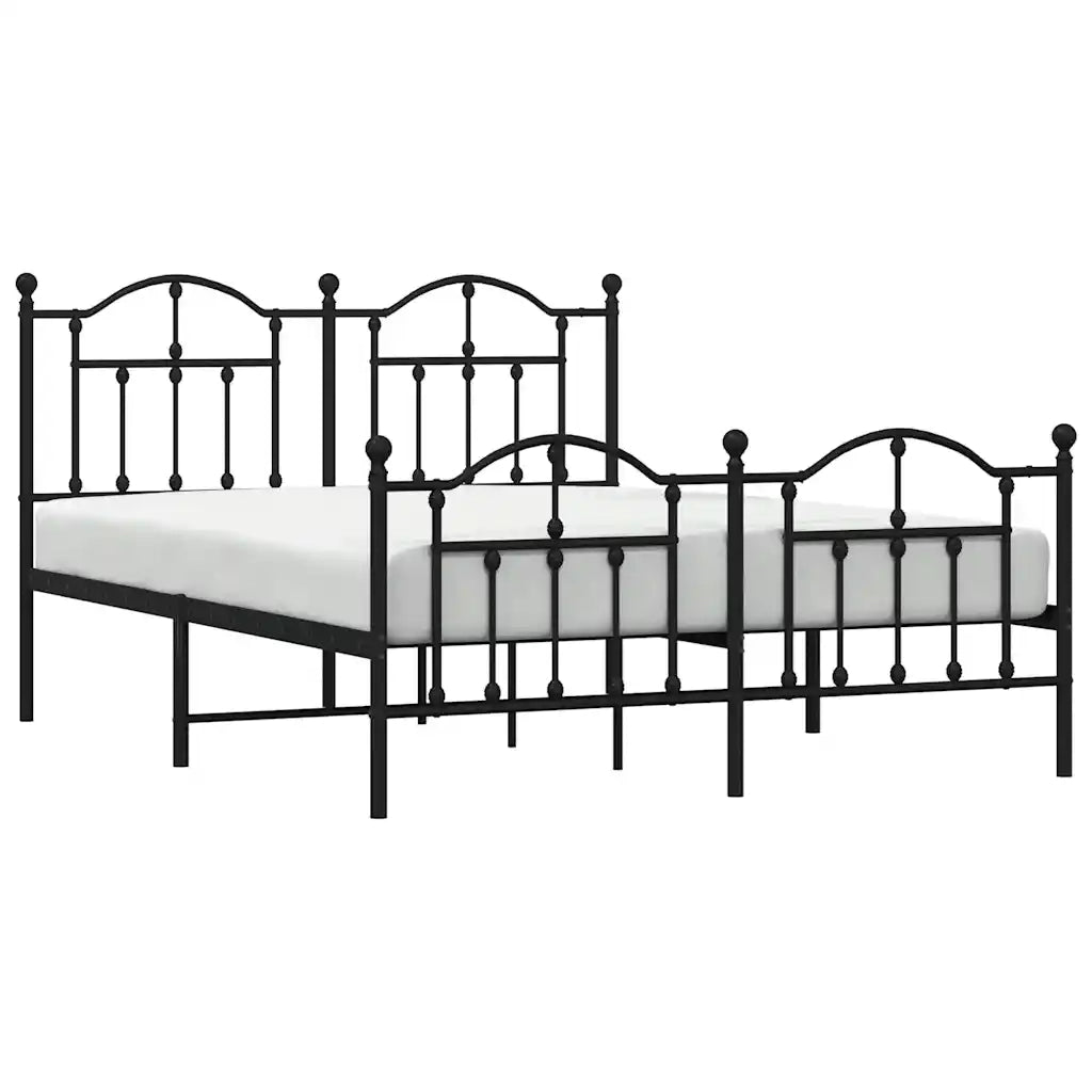 Giroletto con Testiera e Pediera Metallo Nero 140x200 cm 353458