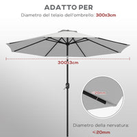 Telo per Ombrellone da Ø295 cm 8 Stecche Palo Centrale o Laterale Resistente all'Acqua Bianco