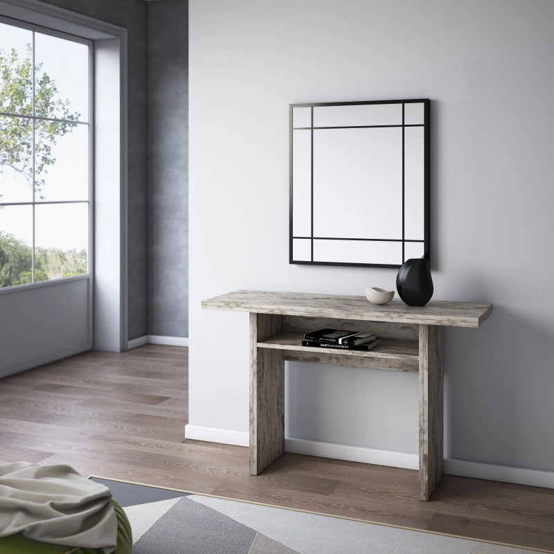 Tavolo consolle estensibile Oplà con piano ribaltabile e vano portaoggetti vintage 120x35/70x75 cm - Terraneo