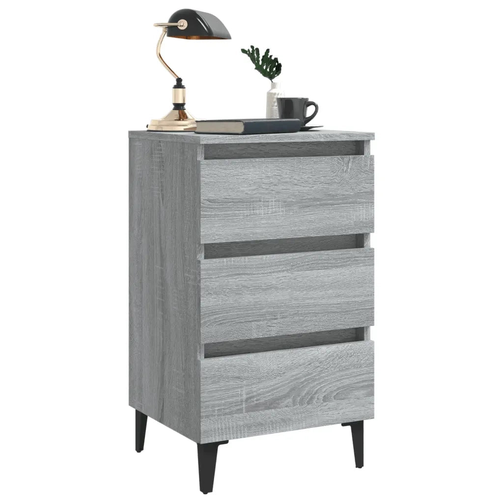 Comodino con Gambe in Metallo Grigio Sonoma 40x35x69 cm cod mxl 30981