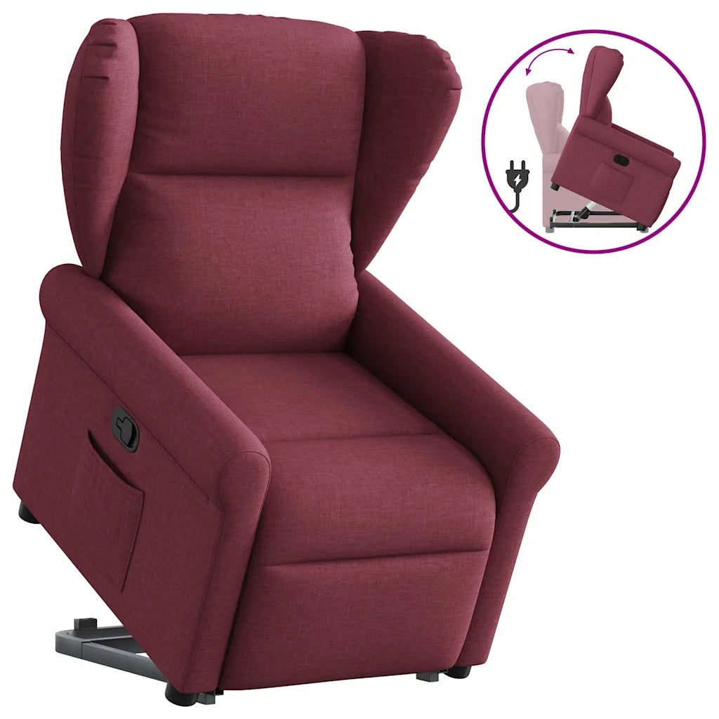 Poltrona Alzapersona Reclinabile Rosso Vino in Tessuto 3303377