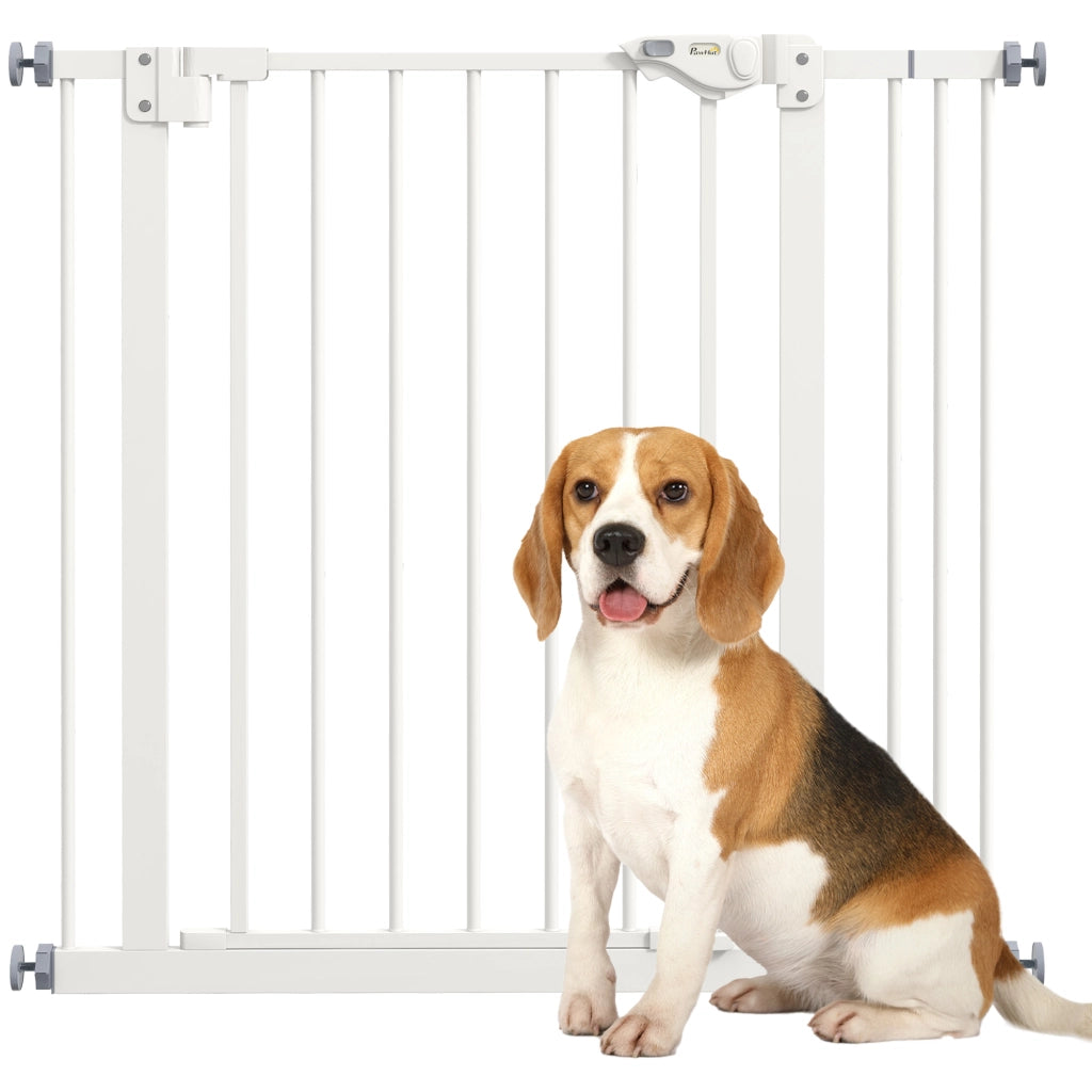 Cancello per Cani ¨C zephmum ¨C Bianco, Metallo, Plastica, 74-87 cm