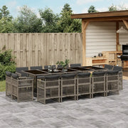 Set da Pranzo da Giardino 15 pz con Cuscini Grigio Polyrattan 3211052