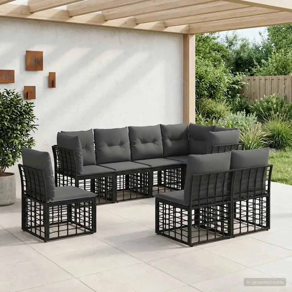 Set di divani da esterno Nero Poliestere