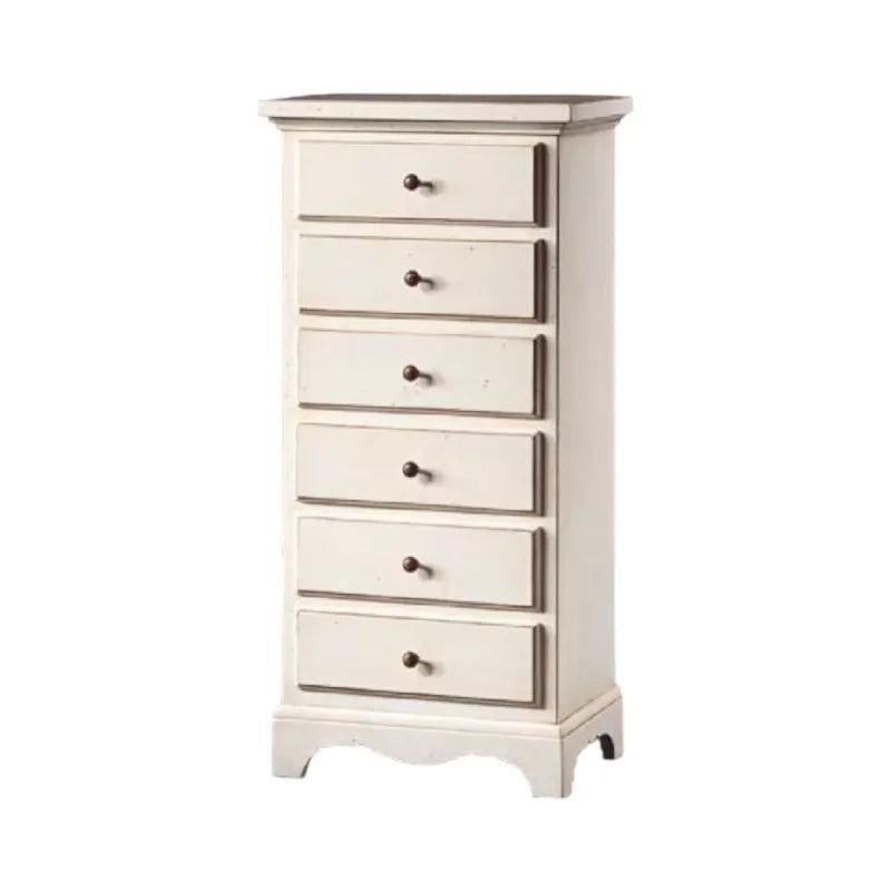 Cassettiera 6 cassetti in legno shabby chic bianco 50x35x105 (1526) - Mobili 2G