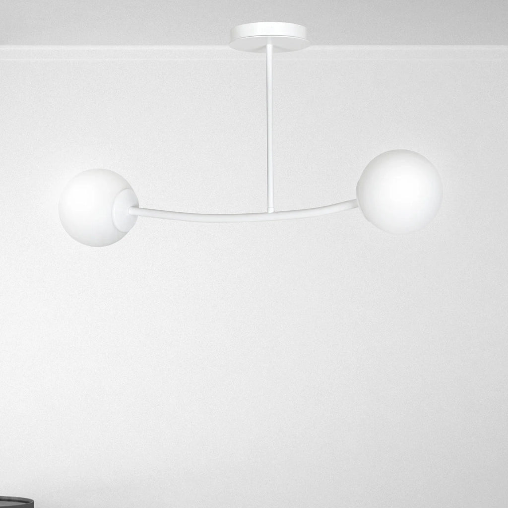 Plafoniera Contemporaneo Krishna Acciaio Bianco 2 Luci E14 Ip20