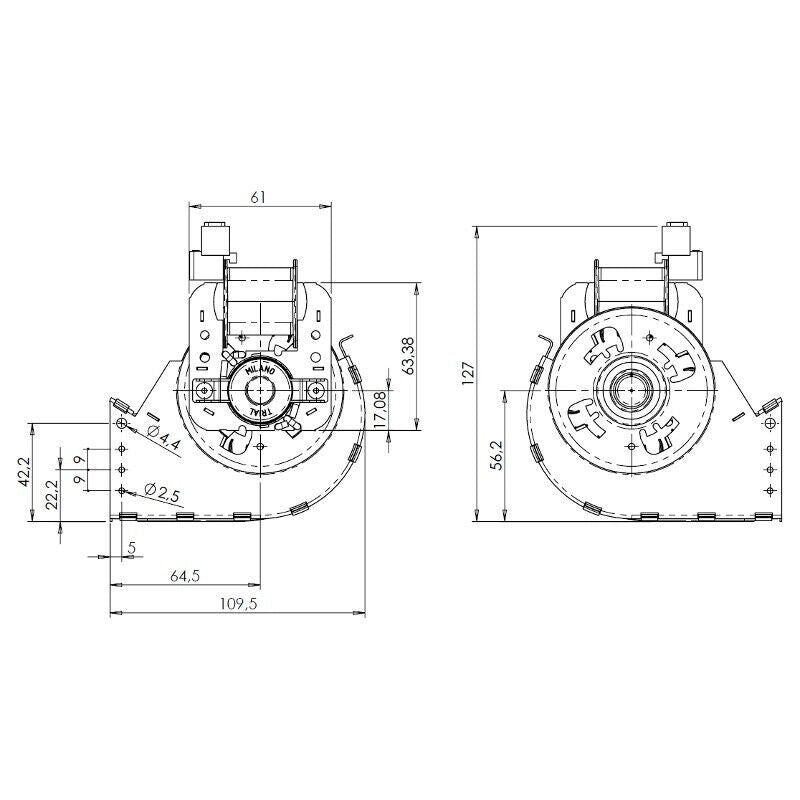 Ventilatore tangenziale Trial THS27B5 007 TFA664 D1 PT160 Stufa a Pellet Lungo 339mm Bocchetta 274x49mm