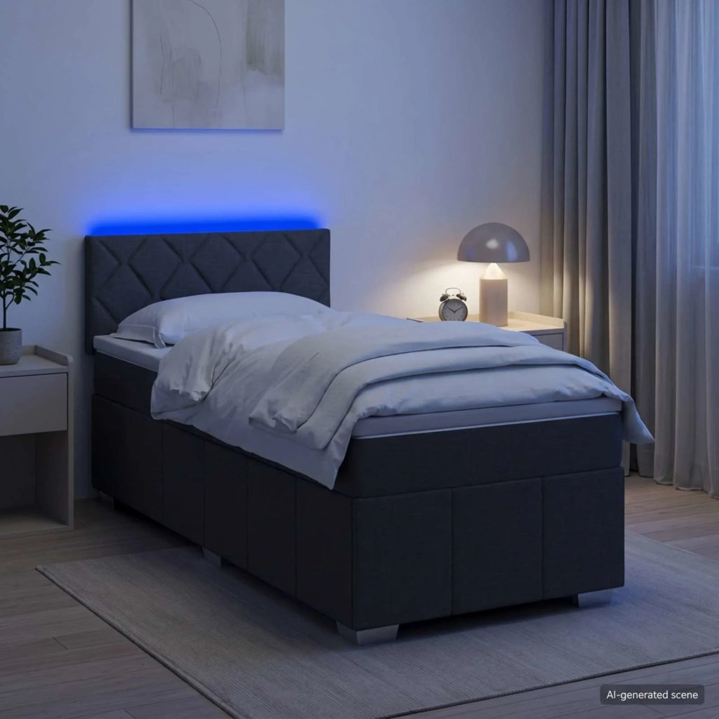 Letto box spring con materasso Grigio Scuro 80 x 200 cm Tessuto 3452552