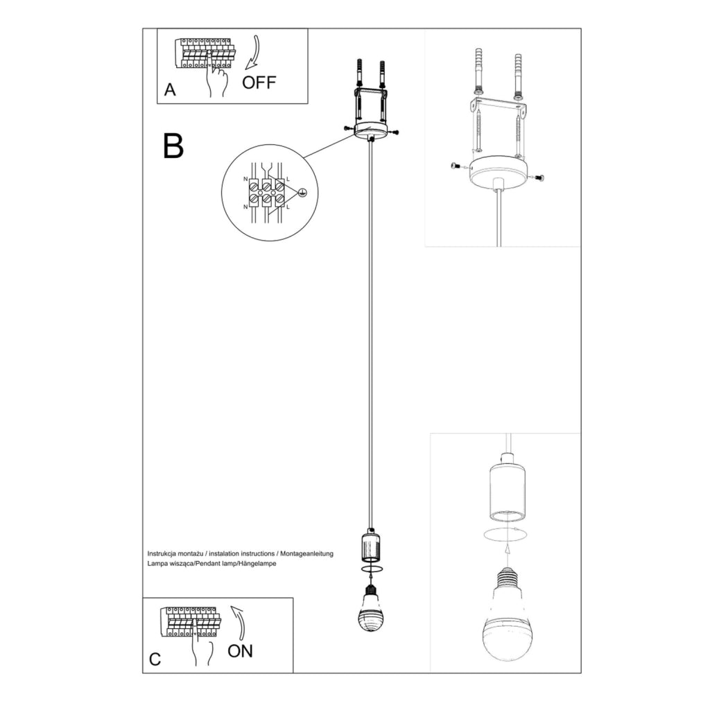 Lampada sospensione Nikolo nera metallo E27 Pure Lume