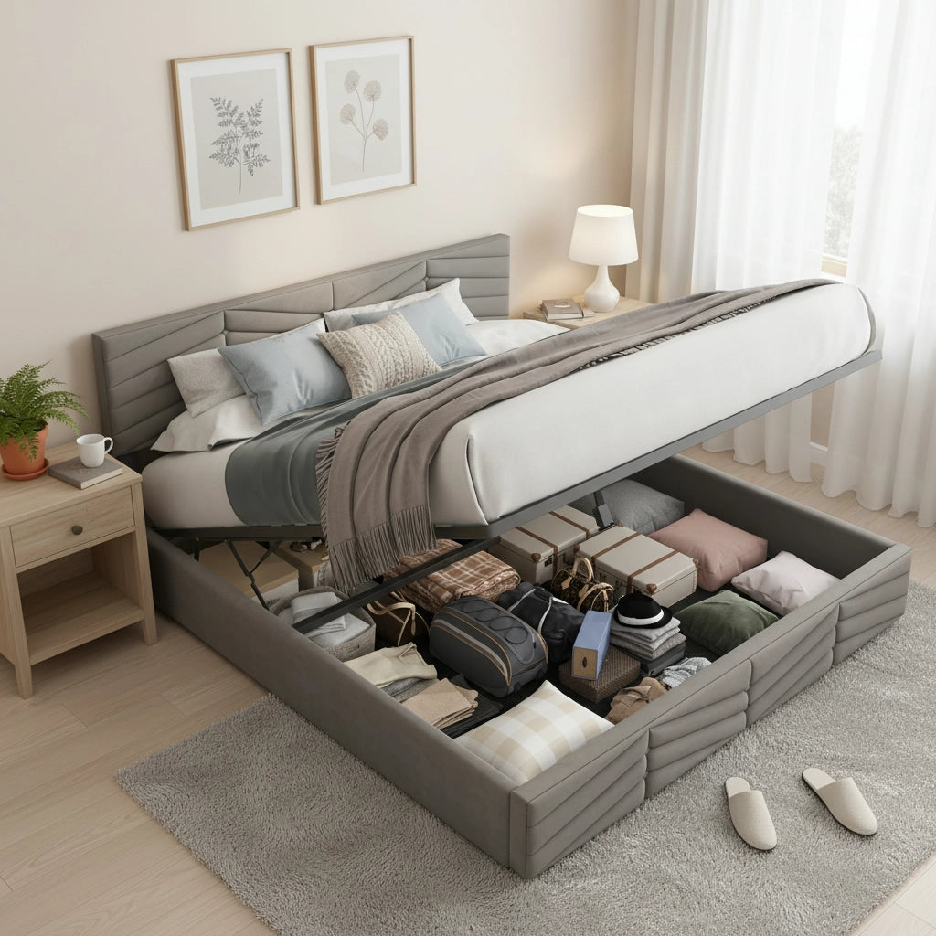letto imbottito velluto grigio 140 x 200 cm