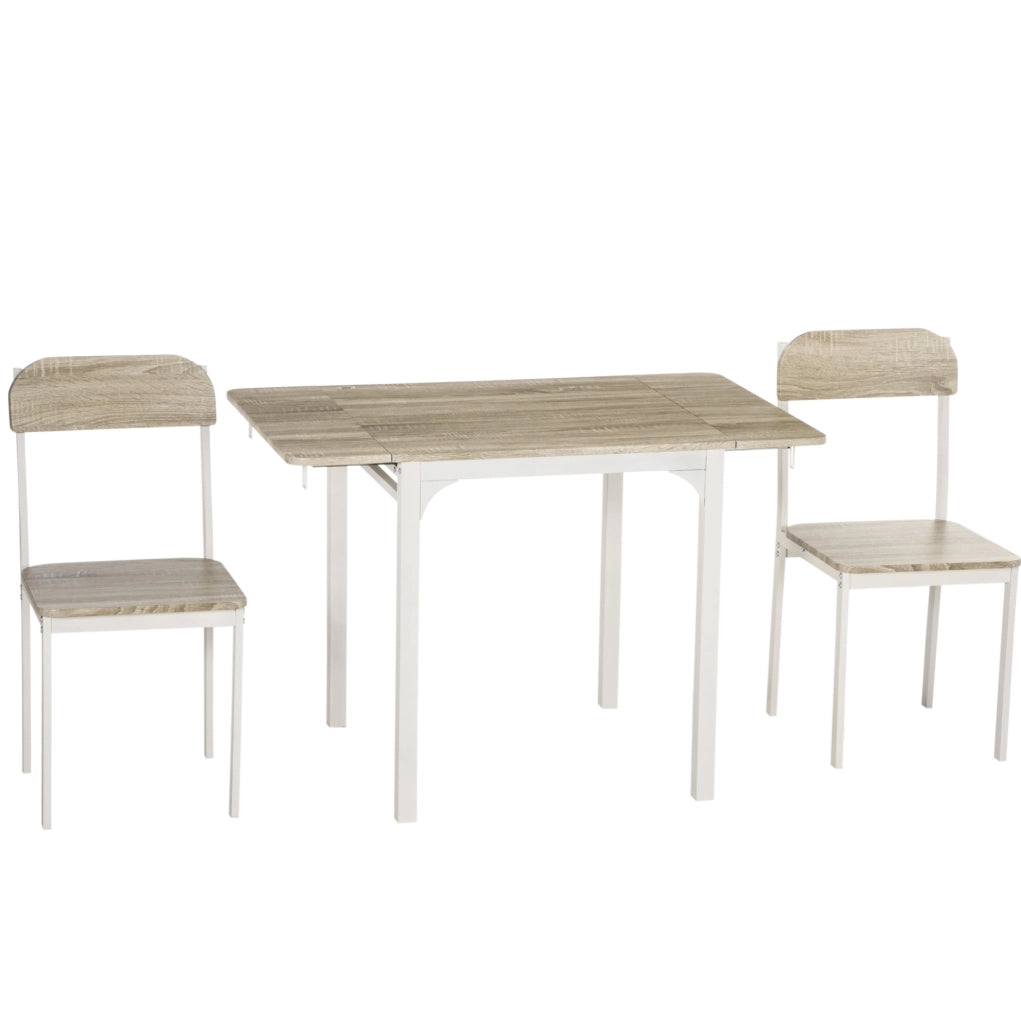 Set da pranzo 3 pezzi 110 x 70 x 75 cm naturale bianco - tavolo pieghevole