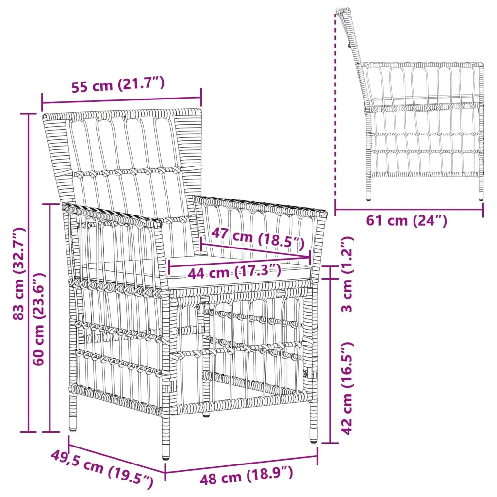 Sedie da giardino 2 pz Nero 42025127