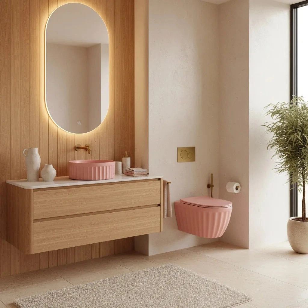 Lavabo Da Appoggio Rea Duo Sweet Pink Matt