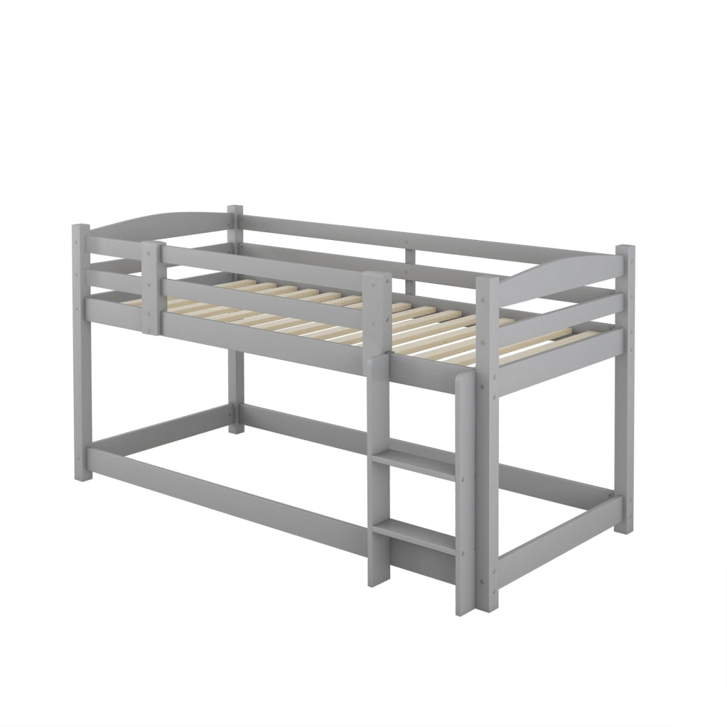 Letto a castello a tre posti 90x200 cm con due scale in legno grigio