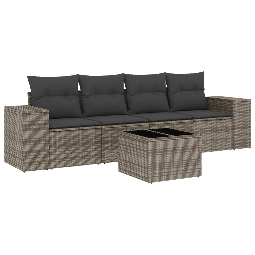 Set Divano da Giardino 5 pz con Cuscini Grigio in Polyrattancod mxl 113787