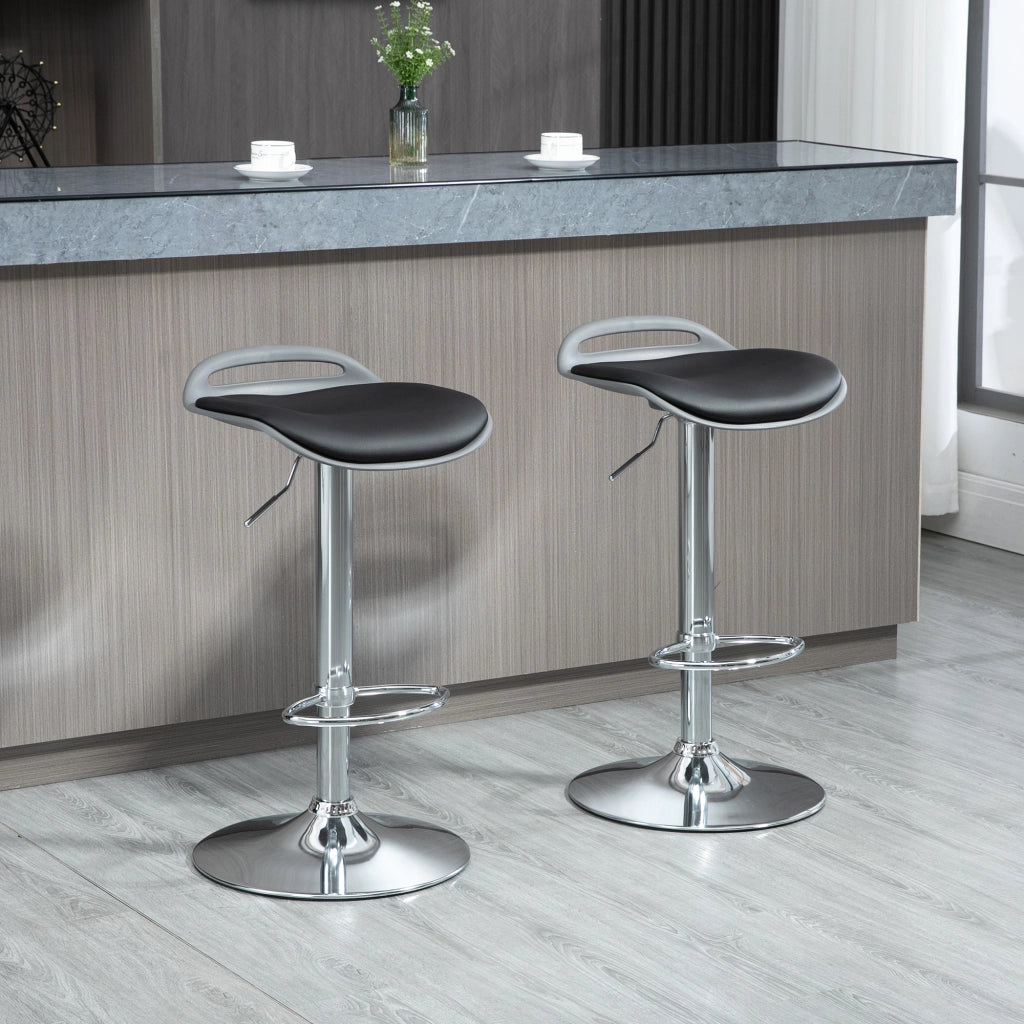 Easycomfort Set di 2 Sgabelli da Bar con Altezza Regolabile e Girevoli con Poggiapiedi, Nero