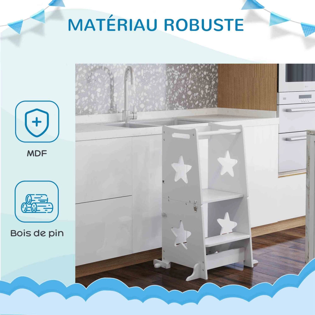 Scala per bambini struttura trapezoidale ¨C zephmum ¨C 60x44.5x86 cm bianco