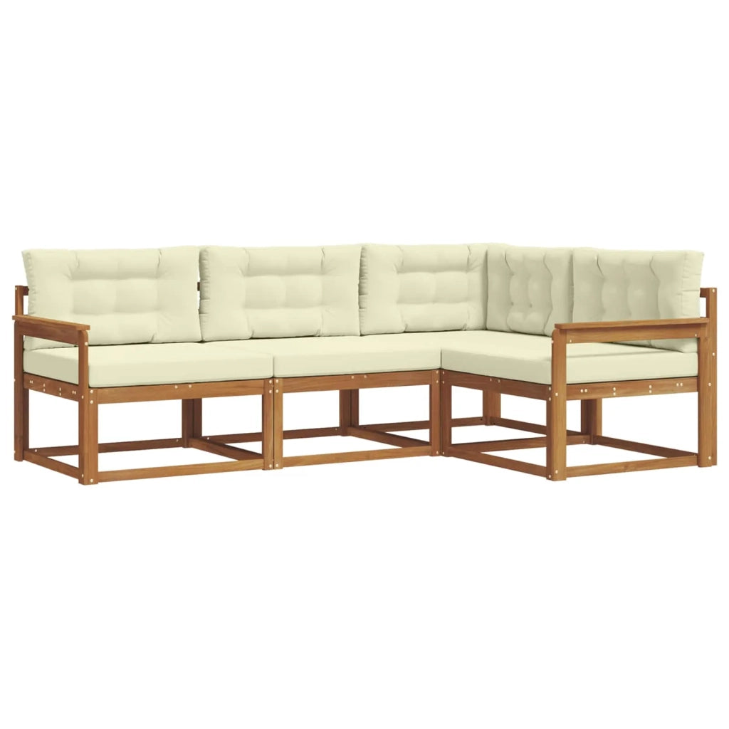 Set di divani da esterno con cuscino 4 pcs Naturale e Crema