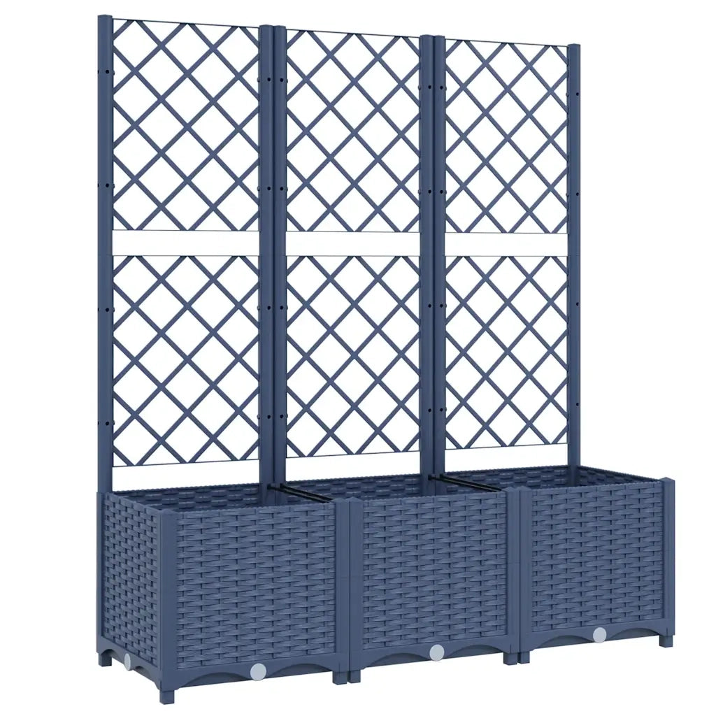 Fioriera da Giardino con Graticcio Grigio Blu 120x40x136 cm PP 318253