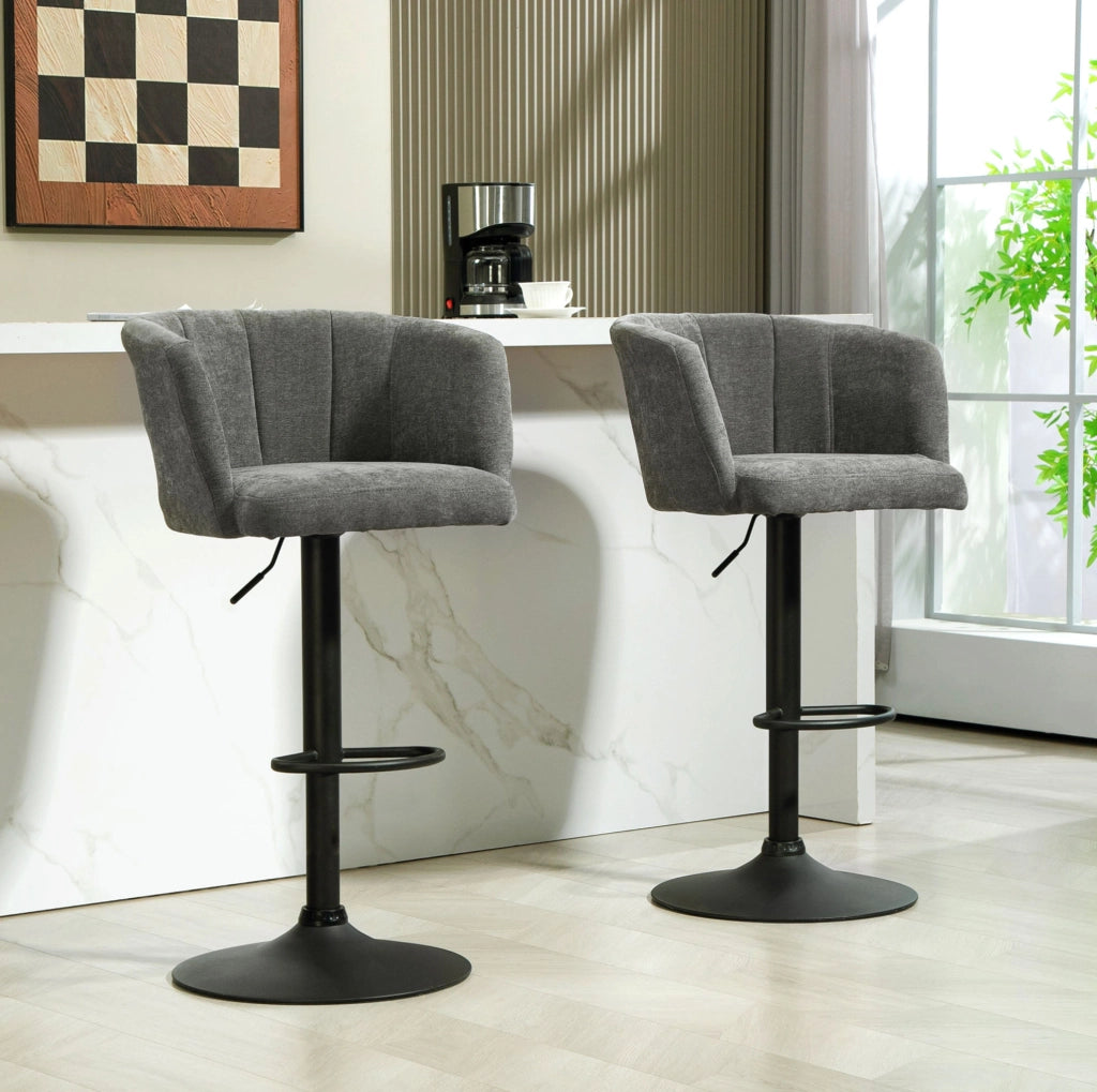 Set di 2 sgabelli da bar girevoli grigio scuro