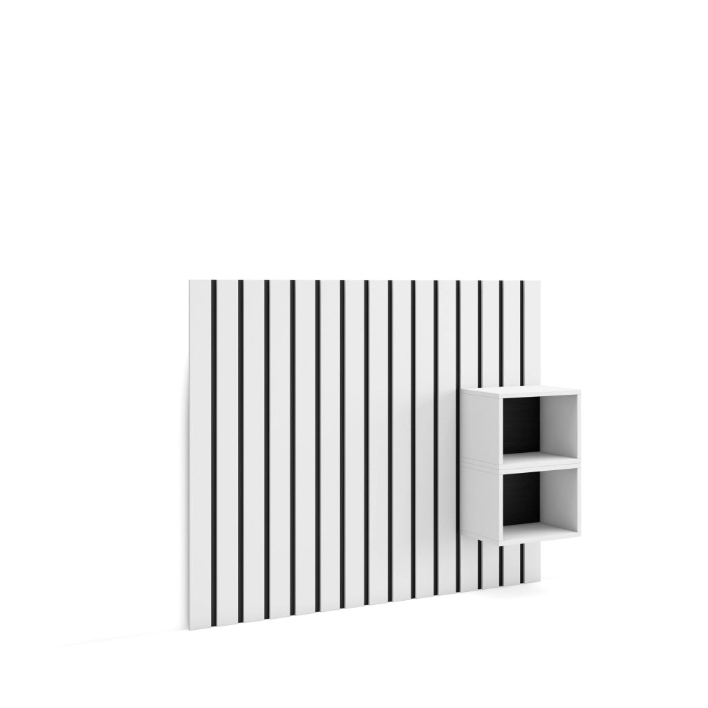 Testiera e Comodini, 133x107x3cm, Letto 80,90,110cm, Pannelli, Bianco RF3570