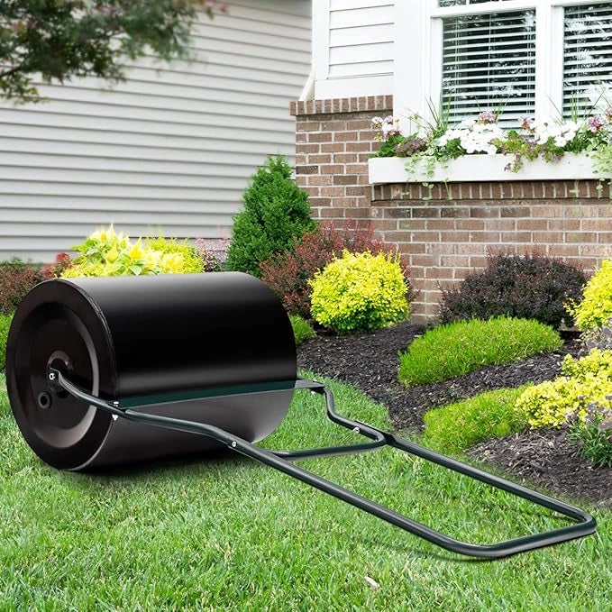 Rullo da Giardino, Rullo per Prato con Manico a Forma di U e Tappo Rimovibile, Rullo Riempibile con Acqua e Sabbia,Larghezza 50 cm, Diametro: 40 cm, Volume Vano 60 L