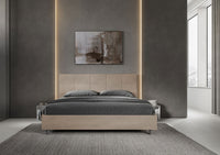 Letto Matrimoniale King Size 200x200 cm Senza Rete Imbottito in Microfibra Mika Sabbia