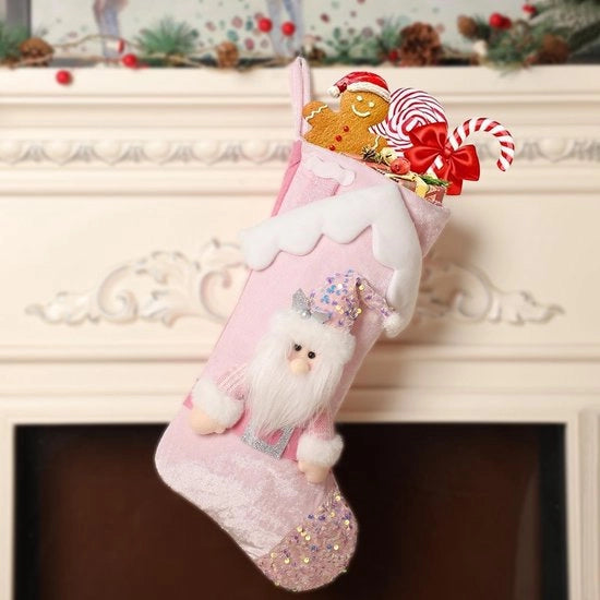 Decorazione di Natale Personalizzata - Grande Decorazione di Natale - 44cm - Rosa - Modello di S. Nicola - Borsa di Regalo per Bambini e Adulti - Peso: ...