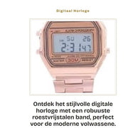 Orologio Digitale con Cinturino in Acciaio Inossidabile - Illuminazione di Fondoschermo - Color Grigio - Funzione Allarme - Per Adulti - Modello Classico
