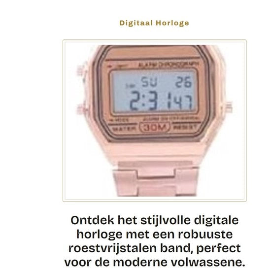Orologio Digitale con Cinturino in Acciaio Inossidabile - Illuminazione di Fondoschermo - Color Grigio - Funzione Allarme - Per Adulti - Modello Classico