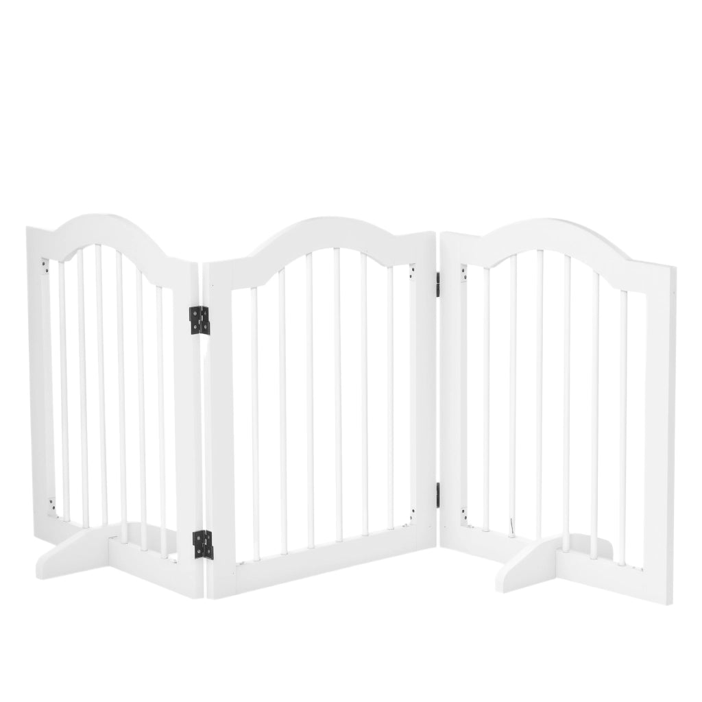 Cancello per Cani 3 Pezzi ¨C zephmum ¨C Bianco 154.5x61 cm