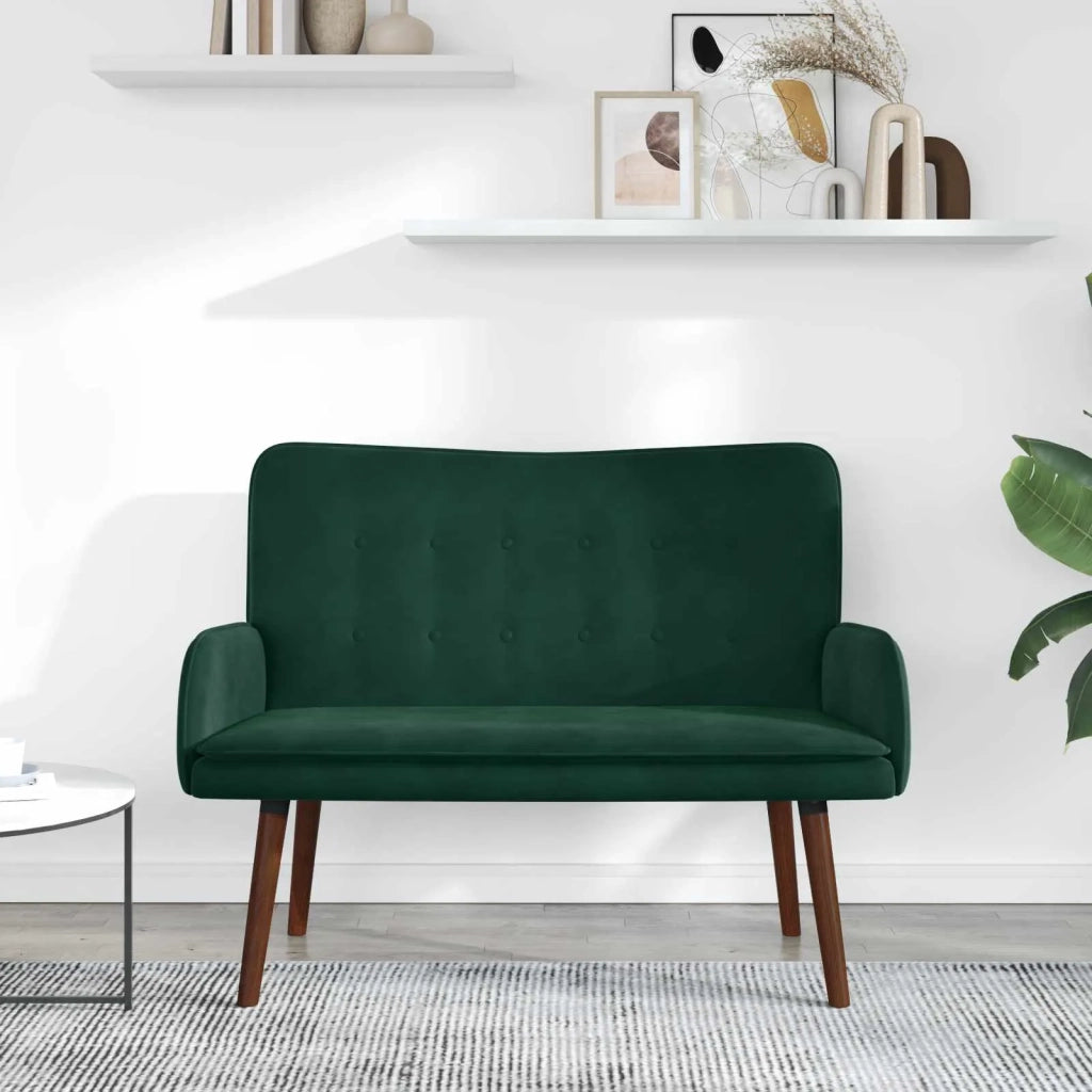 Sofa a Due Posti Verde Scuro 115 x 61 x 87 cm Velluto