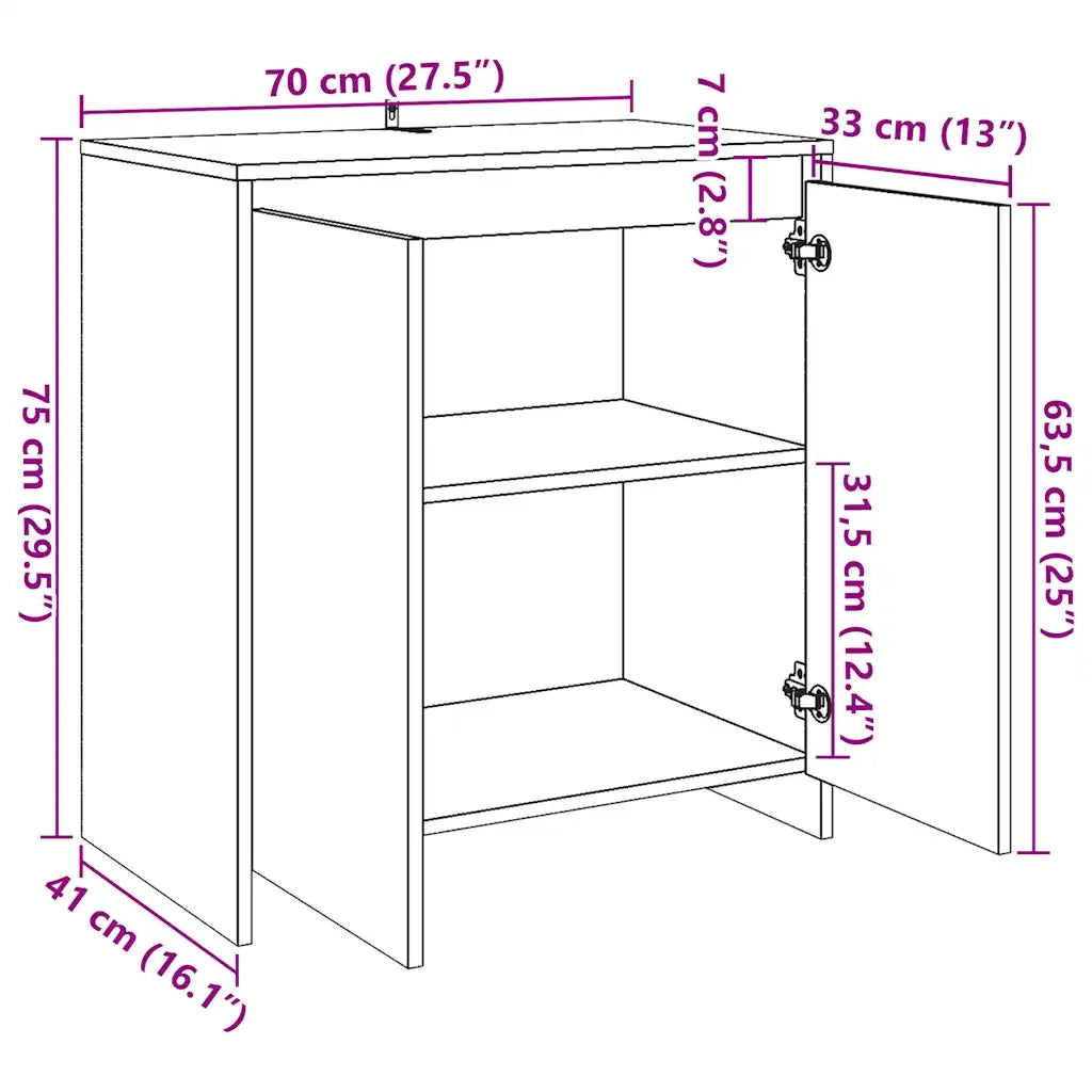 Credenza Legno Antico 70x41x75 cm in Truciolato
